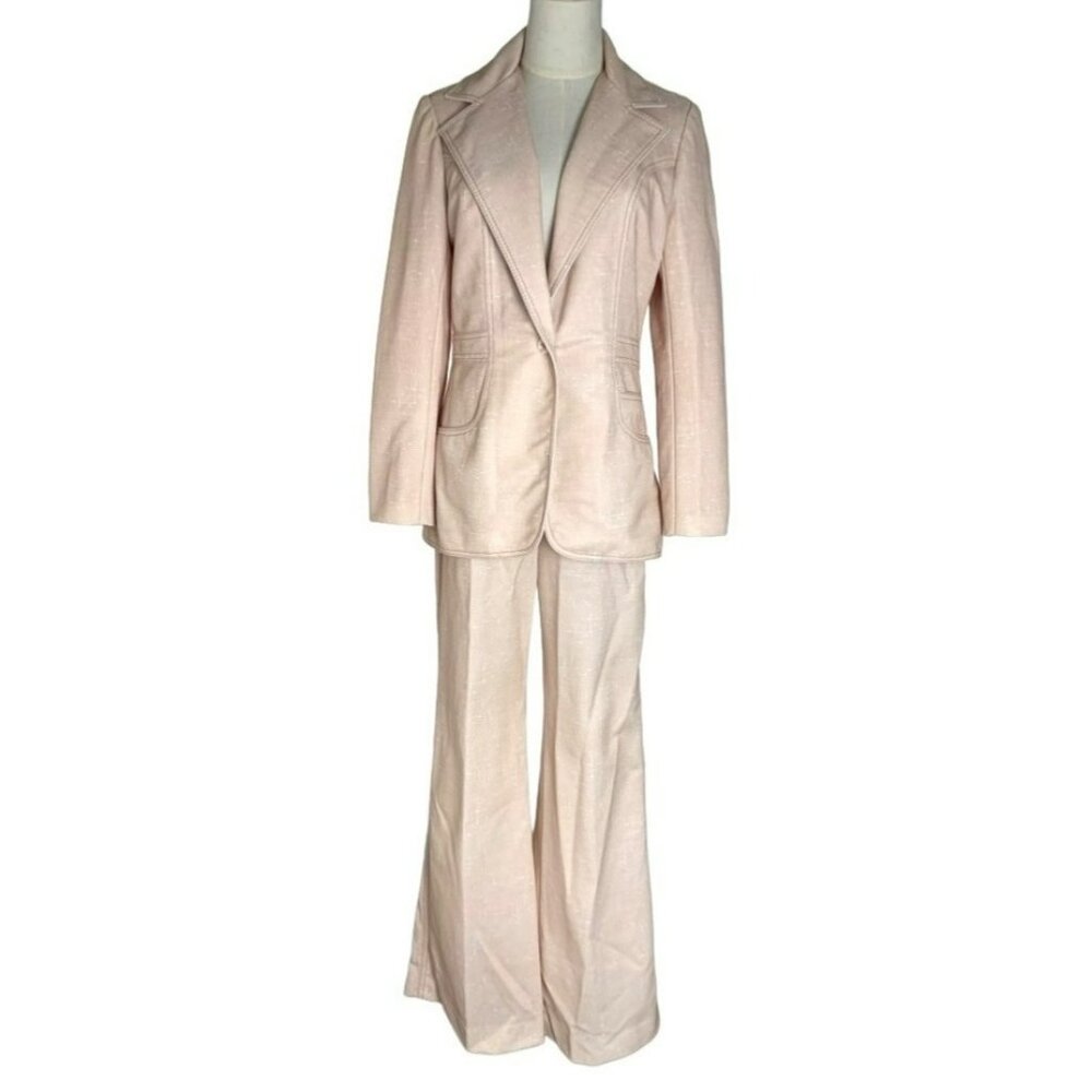 Vtg 70s The House of Shayne Pink Suit Set Jacket Skirt Pants Groovy Retro 3 Piec